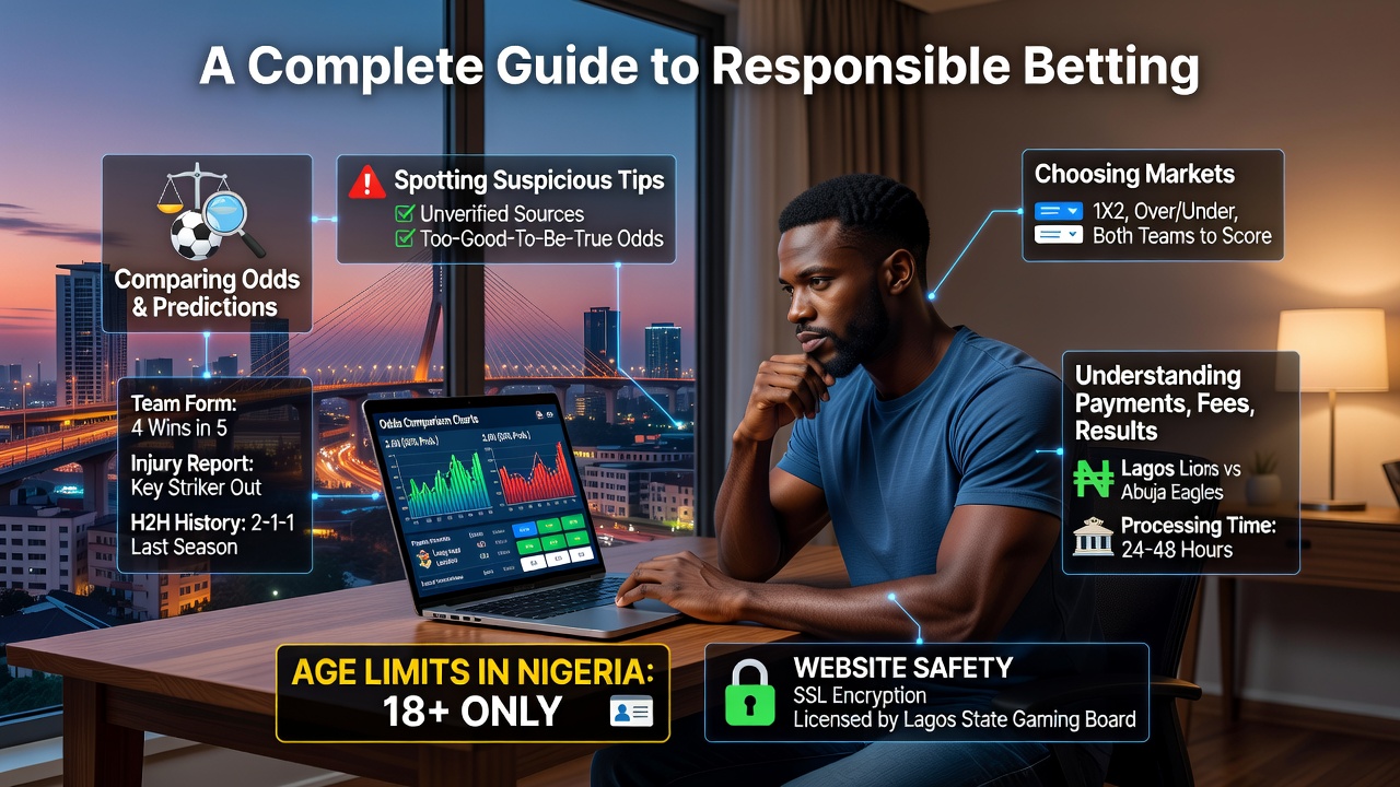 A Complete Guide to Responsible Betting: Comparing Odds and Predictions, Spotting Suspicious Tips, Choosing Markets, Understanding Payments, Fees, Results, Age Limits in Nigeria, and Website Safety